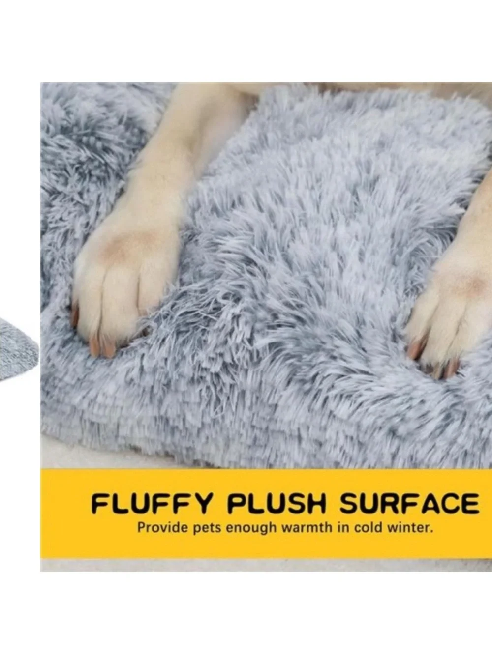 Large Dog Bed Crate PadMat for Medium Dogs&Cats,Fulffy Faux Fur Kennel Pad Comfy